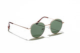Ray Ban Style Round Polarized Metal Sunglasses Green Lens Gold Frame Side