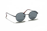 Ray Ban Style Round Polarized Metal Sunglasses Black Lens Black Frame Side